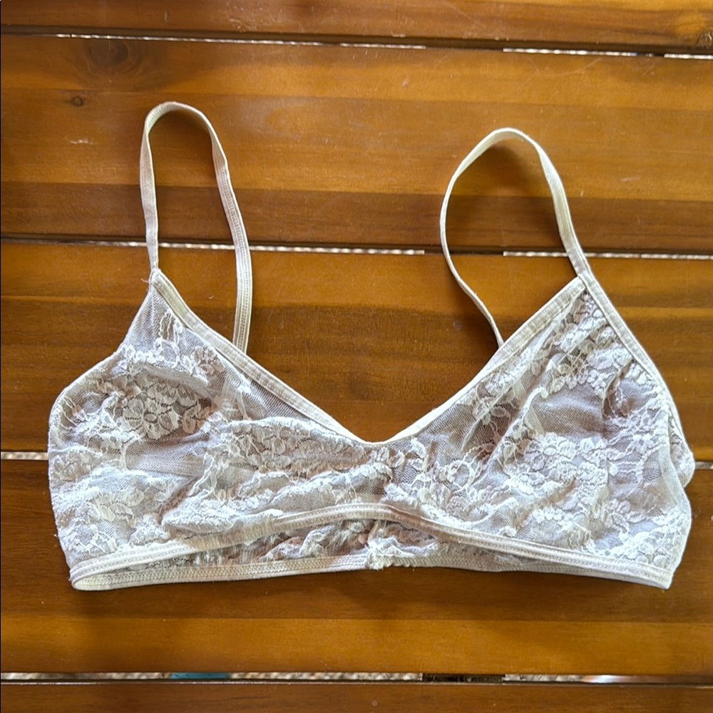 American Apparel White Lace Bralette - Size L